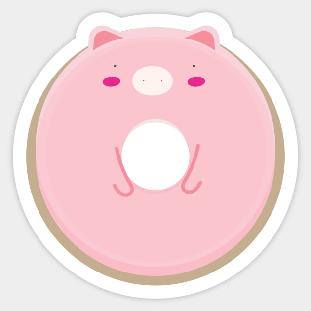 Cute Kawaii Pig Donut Sticker by InkyArt